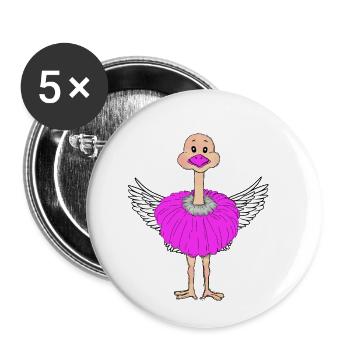 Oiseau Autruche Fantaisie Oiseaux Ailes Plumes d’oiseaux - Lot de 5 petits badges (25 mm) - blanc - Devant