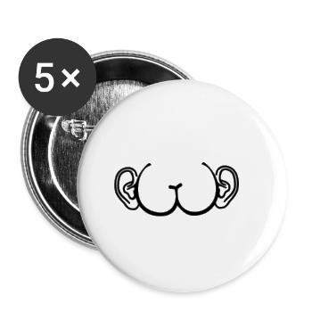 Arsch mit Ohren lustig Geschenkidee - Buttons klein 25 mm (5er Pack) - Weiß - Vorne