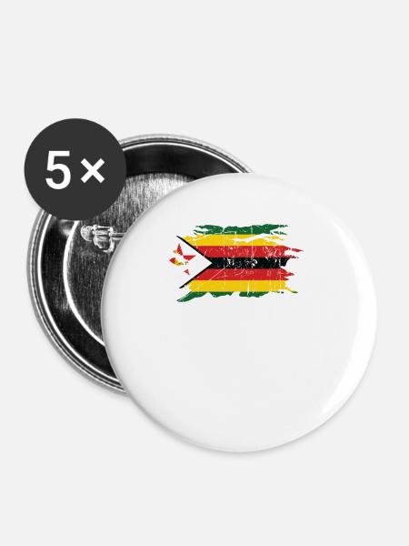 Simbabwe - Buttons klein 25 mm (5er Pack) - Weiß
