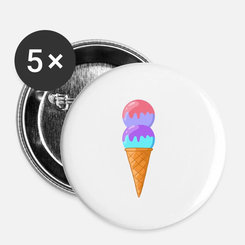 Ice cream cone 10 - Buttons small 1''/25 mm (5-pack) - white