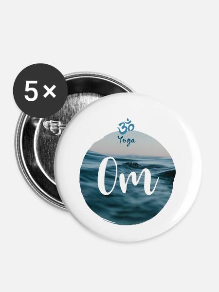 Yoga om - Buttons klein 25 mm (5er Pack) - Weiß