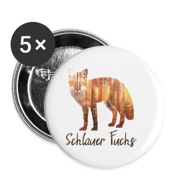 Schlauer Fuchs // Tiere, Wald und Natur Spruch - Buttons klein 25 mm (5er Pack) - Weiß - Vorne