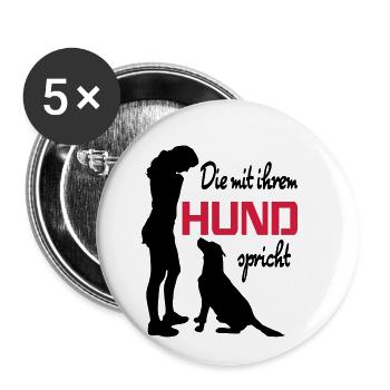 Mit Hund sprechen - Buttons klein 25 mm (5er Pack) - Weiß - Vorne