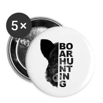 Chasseur chasseresse chasse chasse chasse sanglier de porc - Lot de 5 petits badges (25 mm) - blanc - Devant