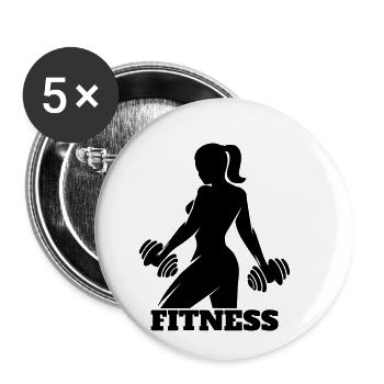 Salle de gym gym gym centre de fitness - Lot de 5 petits badges (25 mm) - blanc - Devant
