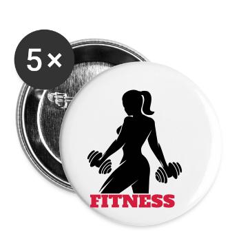 Salle de gym gym gym centre de fitness - Lot de 5 petits badges (25 mm) - blanc - Devant