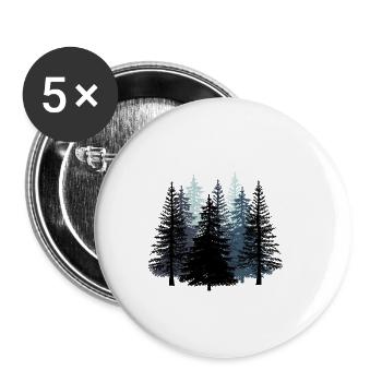 Wald Schwarz weiß Wildnis Natur Tannen Tanne - Buttons klein 25 mm (5er Pack) - Weiß - Vorne