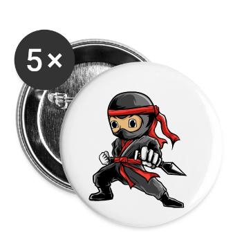 Ninja - Lot de 5 petits badges (25 mm) - blanc - Devant