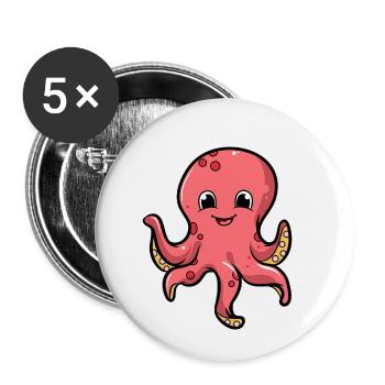 Octopus - Buttons small 1''/25 mm (5-pack) - white - Front