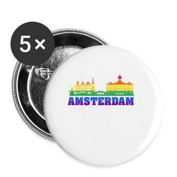 LGBT Pride Gay Amsterdam - Lot de 5 petits badges (25 mm) - blanc - Devant