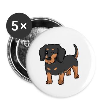 Dackel - Buttons klein 25 mm (5er Pack) - Weiß - Vorne