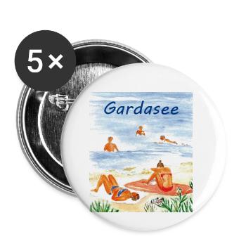 Gardasee am Strand - Buttons klein 25 mm (5er Pack) - Weiß - Vorne