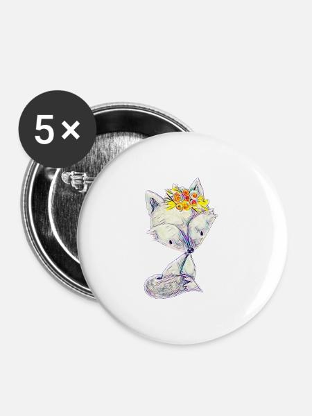 Fuchs - Buttons klein 25 mm (5er Pack) - Weiß