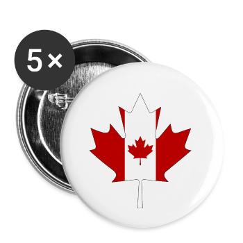 Canada flag as maple leaf with black frame - Buttons small 1''/25 mm (5-pack) - white - Front
