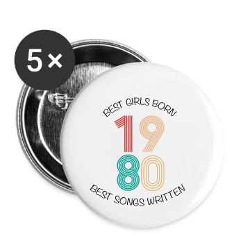 40 anniversaire femmes - 40e anniversaire femme - 1980 - Lot de 5 petits badges (25 mm) - blanc - Devant