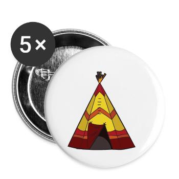 TEEPEE Indianer Zelt - Buttons klein 25 mm (5er Pack) - Weiß - Vorne
