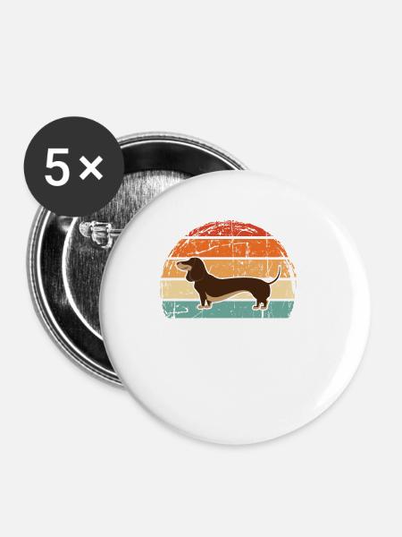 Dackel Dachshund - Buttons klein 25 mm (5er Pack) - Weiß