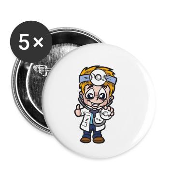 Kinderarzt Kinder Arzt mit Stethoskop Humor - Buttons klein 25 mm (5er Pack) - Weiß - Vorne