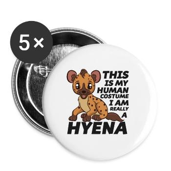 Funny Hyena Lover Gift Cute Hyena Costume - Buttons small 1''/25 mm (5-pack) - white - Front