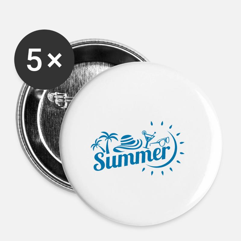 Summer Party Design - Buttons small 1''/25 mm (5-pack) - white