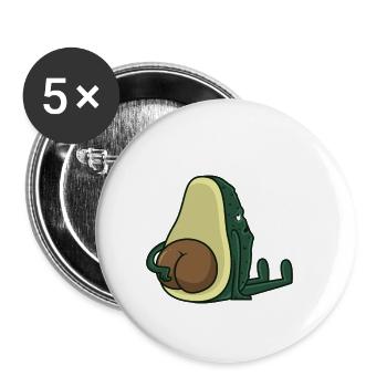 Avocado Butt Funny Avocado-Liebhaber Gift - Buttons klein 25 mm (5er Pack) - Weiß - Vorne