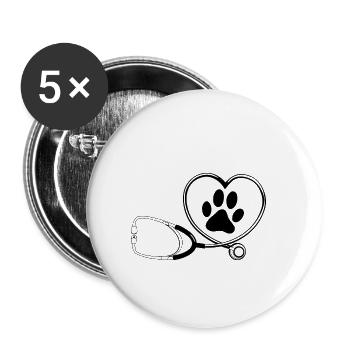 Niedliche Tierarzt-Tierarzt-Veterinär-Geschenkidee - Buttons klein 25 mm (5er Pack) - Weiß - Vorne