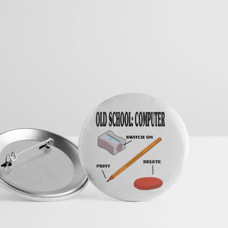 Old School Computer PC Technik Buttons klein 25 mm (5er Pack)