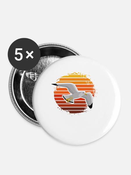 Möwe Wasservogel Shirt Geschenkidee - Buttons klein 25 mm (5er Pack) - Weiß