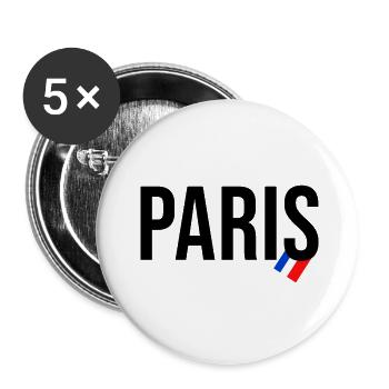 Paris France Love City Blue White Red Flag - Buttons small 1''/25 mm (5-pack) - white - Front