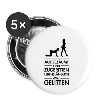 JGA Shirt für dominante Frauen - Buttons klein 25 mm (5er Pack) - Weiß - Vorne