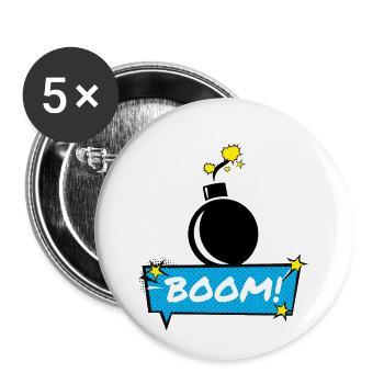 Boom Bomb - Buttons small 1''/25 mm (5-pack) - white - Front