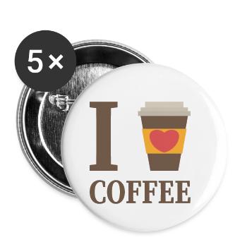I love Coffee - Buttons klein 25 mm (5er Pack) - Weiß - Vorne