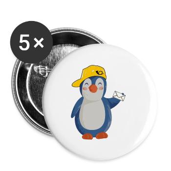 Briefträger Postzusteller Postbote Lustiges Pingu - Buttons klein 25 mm (5er Pack) - Weiß - Vorne