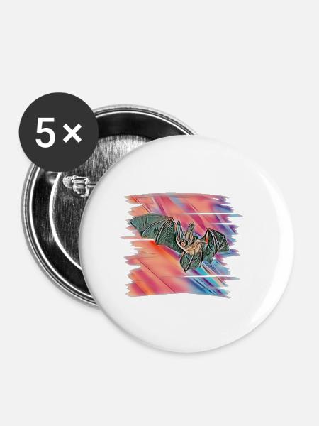 Fledermaus - Buttons klein 25 mm (5er Pack) - Weiß