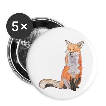 Fox sitting satisfied Fox smart foxes - Buttons small 1''/25 mm (5-pack) - white - Front