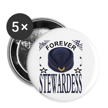 Stewardess forever flight attendant flight attendant - Buttons small 1''/25 mm (5-pack) - white - Front