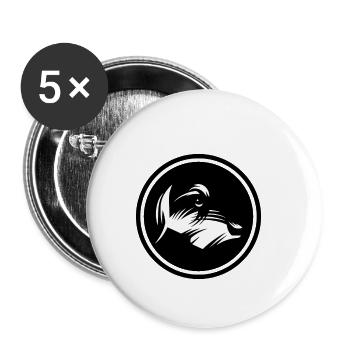 Chien teckel à poil dur - Lot de 5 petits badges (25 mm) - blanc - Devant