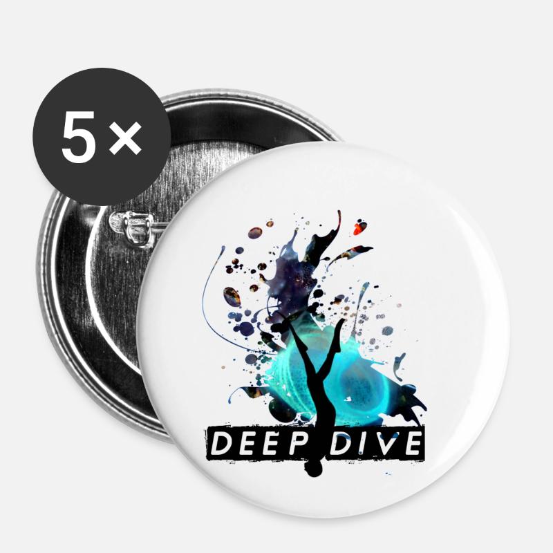 Conception de plongée en apnée en plongée profonde - Lot de 5 petits badges (25 mm) - blanc