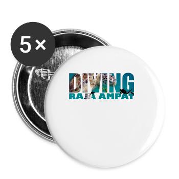 DIVING RAJA AMPAT Tauchen mit Schildkröten Design - Buttons klein 25 mm (5er Pack) - Weiß - Vorne