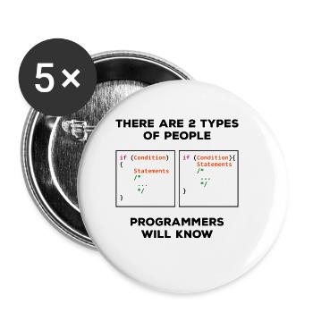 2 types de programmeurs de personnes f - Lot de 5 petits badges (25 mm) - blanc - Devant