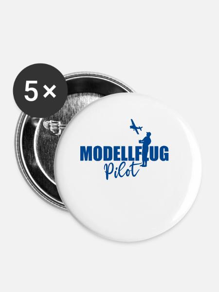 Modellflug Pilot Modellbauer Flugzeug Geschenk - Buttons klein 25 mm (5er Pack) - Weiß