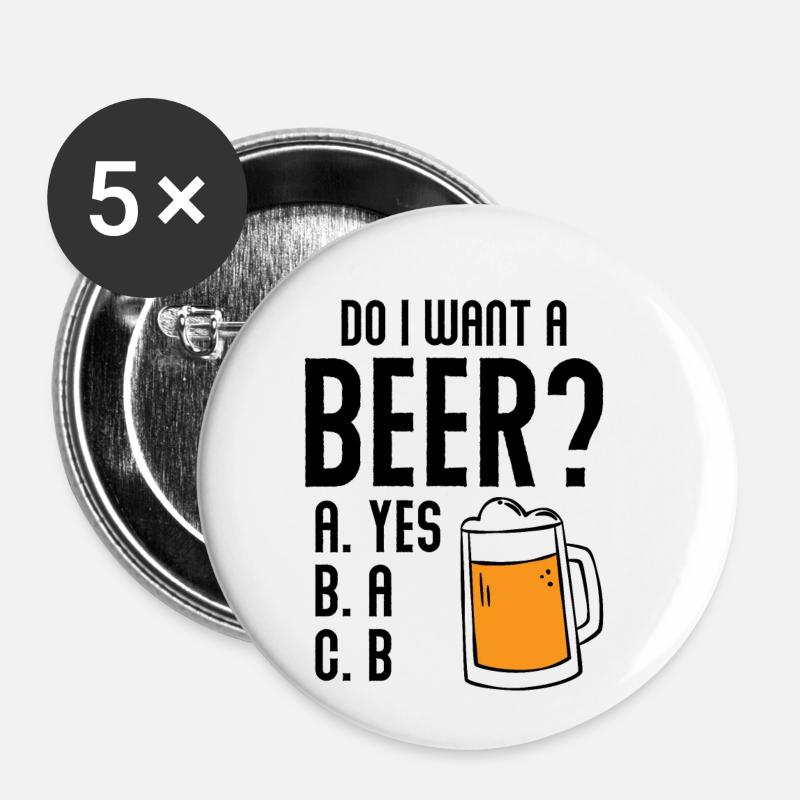 Beer craft beer - Buttons small 1''/25 mm (5-pack) - white