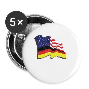 German American Flag USA America German - Buttons klein 25 mm (5er Pack) - Weiß - Vorne