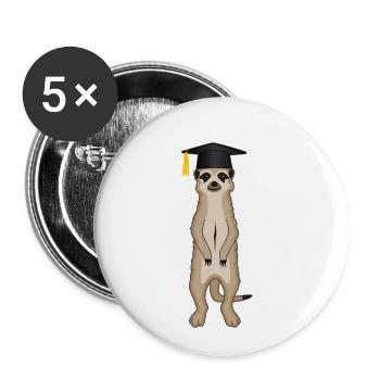 Bachelor Master Studium Abschluss Erdmännchen - Buttons klein 25 mm (5er Pack) - Weiß - Vorne