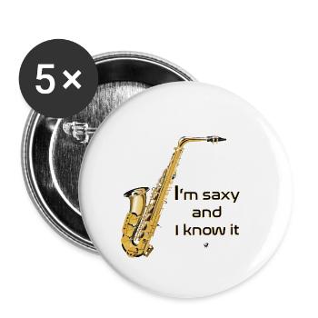 Saxophones image avec inscription - Lot de 5 petits badges (25 mm) - blanc - Devant