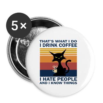 Chat café I collègue cadeau d'adieu hommes - Lot de 5 petits badges (25 mm) - blanc - Devant