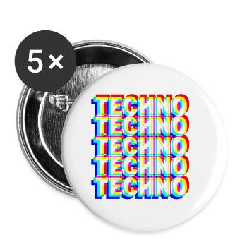 TECHNO DJ Raver Goa Rave Party Festival Cadeau - Lot de 5 petits badges (25 mm) - blanc - Devant