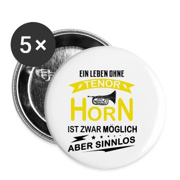Ténor Instrument à vent instrument de musique - Lot de 5 petits badges (25 mm) - blanc - Devant