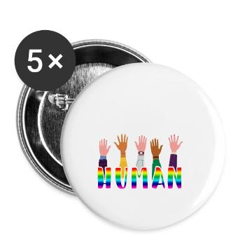 We Are All Human Gegen Rassismus - Buttons klein 25 mm (5er Pack) - Weiß - Vorne