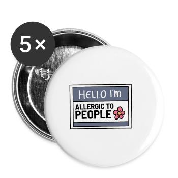 Hallo, ich bin allergisch gegen Menschen Introvert - Buttons klein 25 mm (5er Pack) - Weiß - Vorne